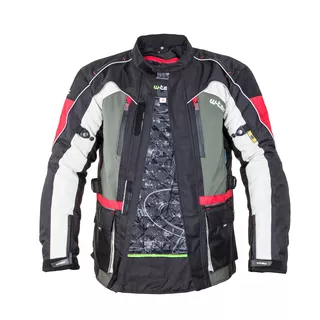 Pánska moto bunda W-TEC Wigstein - čierno-khaki-červená, XL