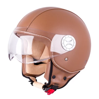 Helma na skútr W-TEC FS-701B Leather Brown - hnědá