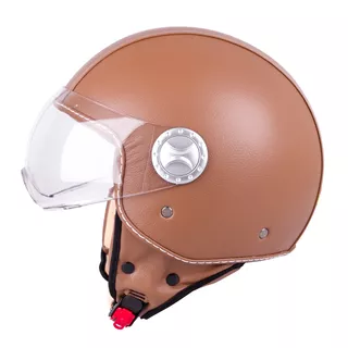 Scooter Helmet W-TEC FS-701B Leather Brown - Brown, M (57-58)