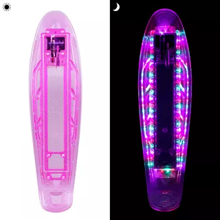 Light-Up Penny Board Deck WORKER Mirrama LED 22.5*6” - Green - Purple