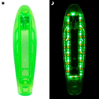 Light-Up Penny Board Deck WORKER Mirrama LED 22.5*6” - Green - Green