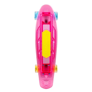 Light-Up Penny Board WORKER Ravery 22" with Bluetooth Speaker - Transparent Pink/Yellow