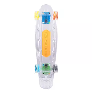 Svetleči penny board WORKER Ravery 22" z bluetooth zvočnikom - transparentní růžová/žlutá