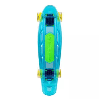 Svetleči penny board WORKER Ravery 22" z bluetooth zvočnikom - transparentní růžová/žlutá
