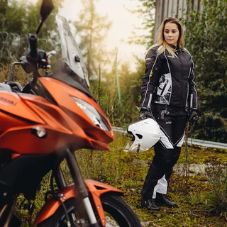 Women’s Leather Moto Gloves W-TEC Polcique - Black-White
