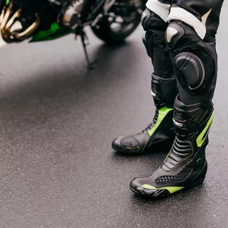 Męska skórzana kurtka motocyklowa W-TEC Velocity - OUTLET - Czarny-fluo