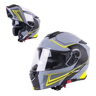 Flip-Up Motorcycle Helmet W-TEC V271 - Black-Yellow - Black-Yellow