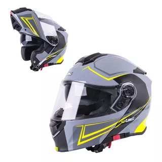 Flip-Up Motorcycle Helmet W-TEC V271 - XL (61-62) - Black-Yellow