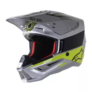 Moto helma Alpinestars S-M5 Bond stříbrná/žlutá fluo/zelená lesklá