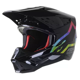 Přilba na motokros Alpinestars S-M5 Compass černá/stříbrná/barevná lesklá