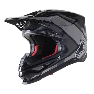 Přilba na motokros Alpinestars Supertech S-M10 Carbon Meta2 MIPS černá/šedá lesklá