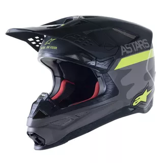 Dirt Bike Helmet Alpinestars Supertech S-M10 limitovaná edice AMS MIPS šedá/bílá/žlutá fluo/černá 2021