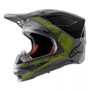 Moto helma Alpinestars Supertech S-M8 Triple MIPS šedá/žlutá fluo/černá