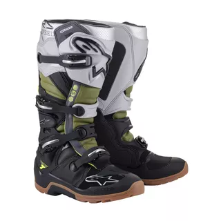 Moto bota Alpinestars Tech 7 Enduro černá/stříbrná/military zelená