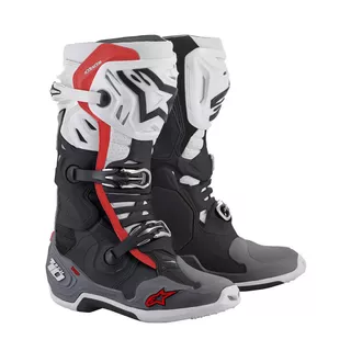 Moto bota Alpinestars Tech 10 Supervented perforované černá/bílá/šedá/červená