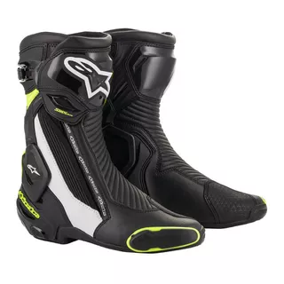 Vysoká moto obuv Alpinestars SMX Plus 2 černá/bílá/žlutá fluo