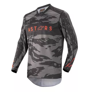 Motocross Jersey Alpinestars Racer Tactical Black/Gray Camo/Fluo Red 2022