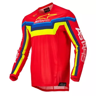 Motokrosový dres Alpinestars Techstar Quadro červená/žltá fluo/modrá