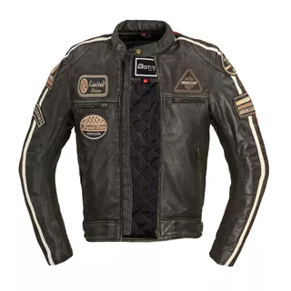 B-STAR Zagiatto Herren Leder-Motojacke - dunkles olivgrün