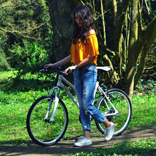 Női cross kerékpár DHS Contura 2666 26" - modell 2016 - fehér-narancssárga
