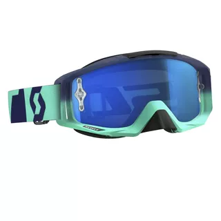 Motorradbrille Scott Tyrant MXVI - Zebra Grau-Turquoise-Elektrik Blau Chrom