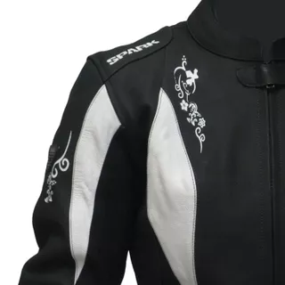 Damen Motorradjacke Spark Jane - schwarz-weiß