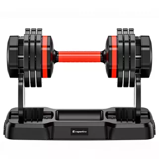 Adjustable Single-Handed Dumbbell Set inSPORTline DuraBell® 2 x 6.5 – 24.5 kg w/ Rack