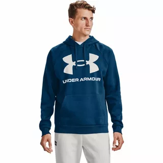 Men’s Hoodie Under Armour Rival Fleece Big Logo HD - Highland Buff Light Heather - Graphite Blue