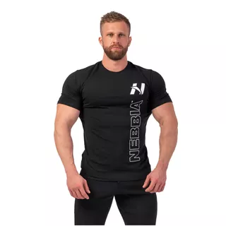 T-shirt męski koszulka Nebbia Vertical Logo 293 - Czarny