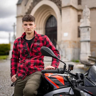Flanelová košile W-TEC Black Heart Reginald s aramidem - červeno-černá