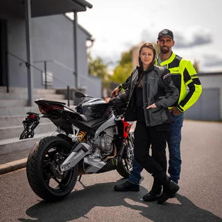 Dámská moto bunda W-TEC Barbata - černo-šedo-růžová