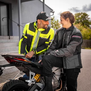 Dámská moto bunda W-TEC Barbata - černo-šedo-růžová