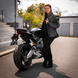 Dámská moto bunda W-TEC Barbata - černo-šedo-růžová