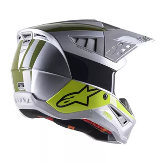 Moto prilba Alpinestars S-M5 Bond strieborná/žltá fluo/zelená lesklá