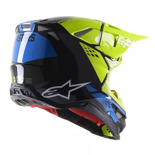 Moto prilba Alpinestars Supertech S-M8 Factory MIPS čierna/žltá fluo/modrá lesklá