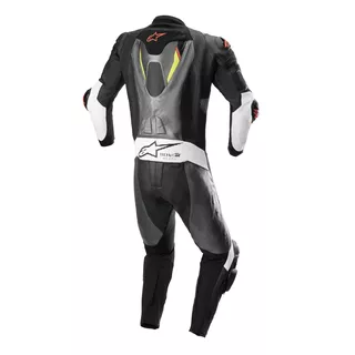 Jednodielna moto kombinéza Alpinestars Missile 2 Ignition metalická šedá/čierna/žltá/červená fluo