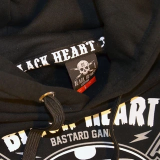 Mikina BLACK HEART Piston Skull Hood - čierna