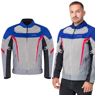 Letní pánská moto bunda W-TEC Mirelio - šedo-modro-červená