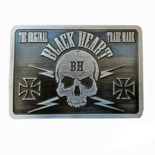 Klamra do paska BLACK HEART Bastard Skull Buckle - Srebrny - Srebrny