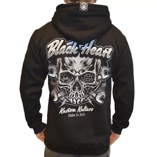 Hooded Sweatshirt BLACK HEART Trigger Zip - Black