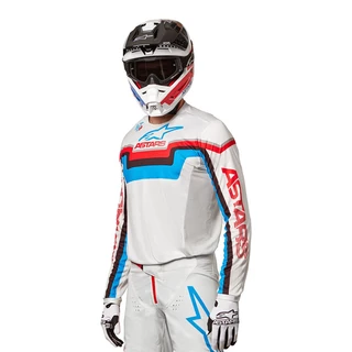 Motokrosový dres Alpinestars Techstar Quadro biela/modrá neon/červená
