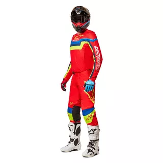 Motocross Pants Alpinestars Techstar Quadro Red/Fluo Yellow/Blue 2022