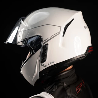 Moto přilba SENA Impulse s integrovaným Mesh headsetem Shine White - lesklá bílá