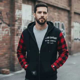 Moto mikina W-TEC Black Heart Ramforge - červeno-černá