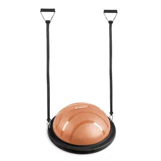 Balanční podložka inSPORTline Dome Edge s gumovými expandery 100 cm / 4,6 kg - černá-mocha mousse