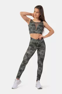 Nebbia ECO terepszínű zöld hálós leggings "Breathe"