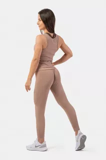 Nebbia biopamut bordázott, magas derekú leggings - sötétzöld