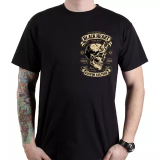 T-Shirt BLACK HEART Devil Skull - Black