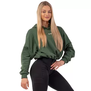 Oversized Crop Hoodie Nebbia Iconic 421 - Dark Green