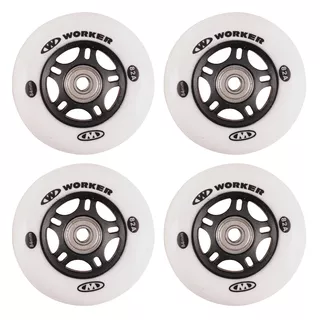 In-line wheels WORKER 84mm and Bearing ABEC-9 chrome - Set 4 pcs